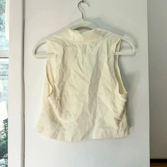 Free People Gabbie Vest Suit Set Wide Leg Cropped Two Piece Trousers in White 2 - Picture 13 of 15